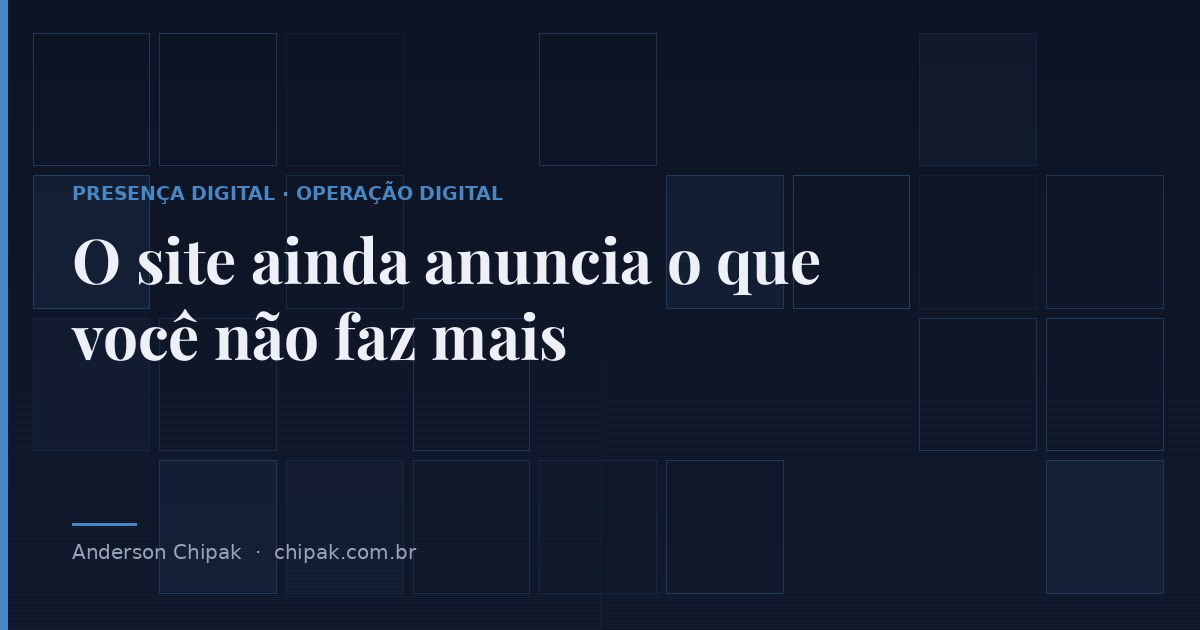 Capa do artigo “O site ainda anuncia o que você não faz mais”, com o título sobre fundo escuro e grafismo geométrico