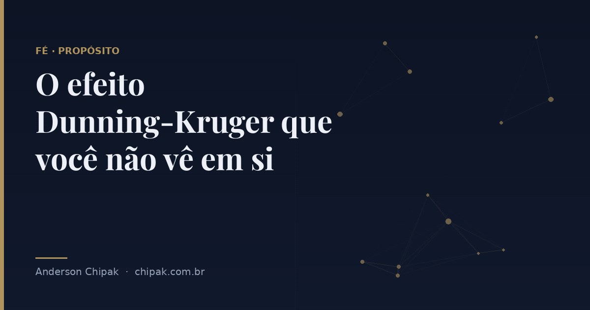 Capa do artigo “O efeito Dunning-Kruger que você não vê em si”, com o título sobre fundo escuro e grafismo geométrico