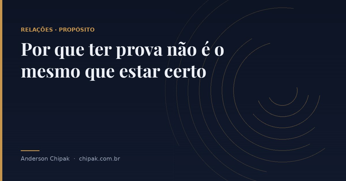 Capa do artigo “Por que ter prova não é o mesmo que estar certo”, com o título sobre fundo escuro e grafismo geométrico
