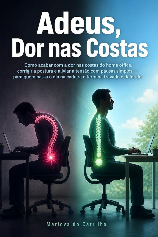 Capa do livro Adeus, Dor nas Costas, de Mariovaldo Carrilho — sobre dor postural no home office