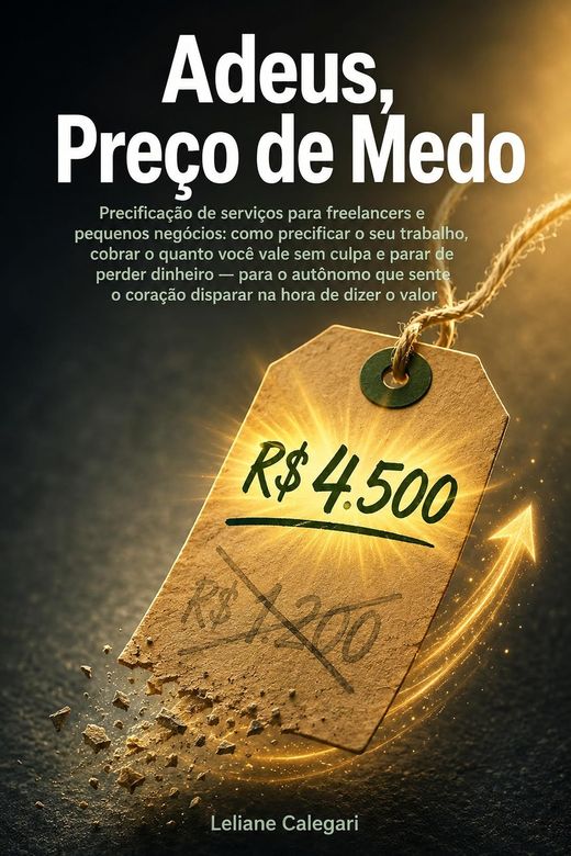 Capa do livro Adeus, Preço de Medo, de Leliane Calegari — sobre precificação de serviços para freelancers