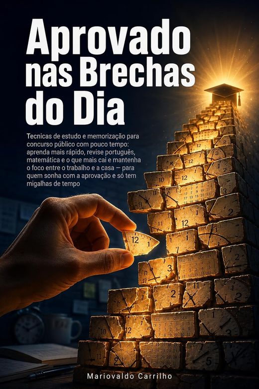 Capa do livro Aprovado nas Brechas do Dia, de Mariovaldo Carrilho — sobre estudar para concurso com pouco tempo