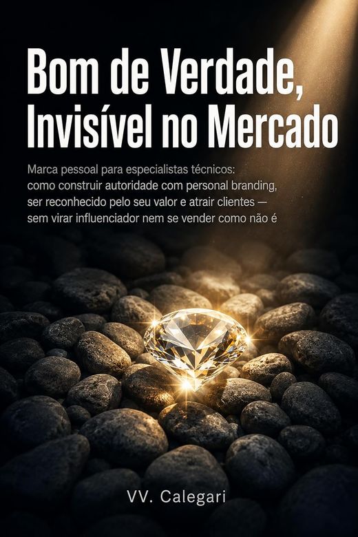 Capa do livro Bom de Verdade, Invisível no Mercado, de V.V. Calegari — sobre marca pessoal técnica