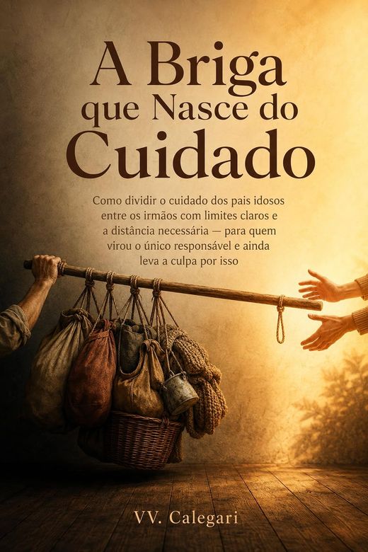Capa do livro A Briga que Nasce do Cuidado, de V.V. Calegari — sobre cuidar de pais idosos
