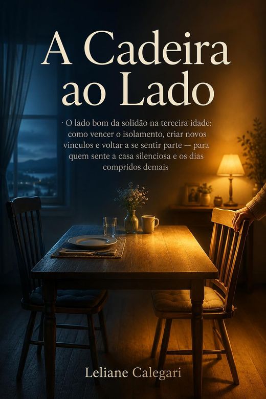 Capa do livro A Cadeira ao Lado, de Leliane Calegari — sobre solidão e vínculos na terceira idade