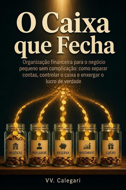 Capa do livro O Caixa que Fecha, de V.V. Calegari — sobre gestão financeira de pequenas empresas