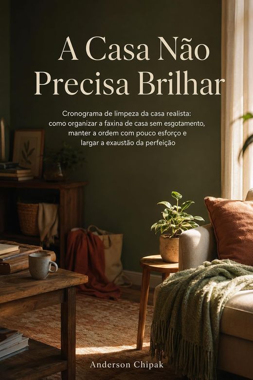 Capa do livro A Casa Não Precisa Brilhar, de Anderson Chipak — sobre faxina sem esgotamento
