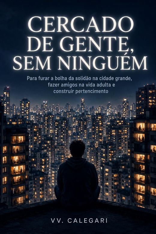Capa do livro Cercado de Gente, Sem Ninguém, de V.V. Calegari — sobre solidão e amizade adulta