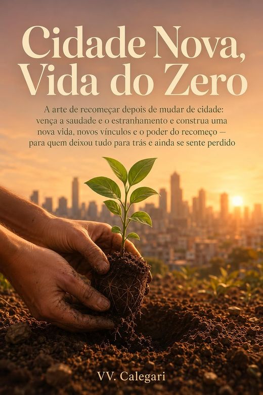 Capa do livro Cidade Nova, Vida do Zero, de V.V. Calegari — sobre recomeçar em outra cidade