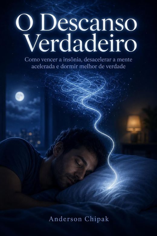 Capa do livro O Descanso Verdadeiro, de Anderson Chipak — sobre insônia e voltar a dormir
