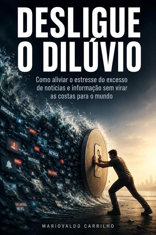 Capa do livro Desligue o Dilúvio, de Mariovaldo Carrilho — sobre minimalismo digital e ansiedade
