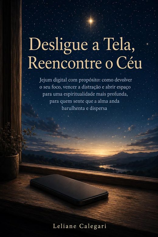 Capa do livro Desligue a Tela, Reencontre o Céu, de Leliane Calegari — sobre jejum digital e fé