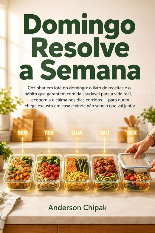 Capa do livro Domingo Resolve a Semana, de Anderson Chipak — sobre cozinhar em lote e resolver os jantares