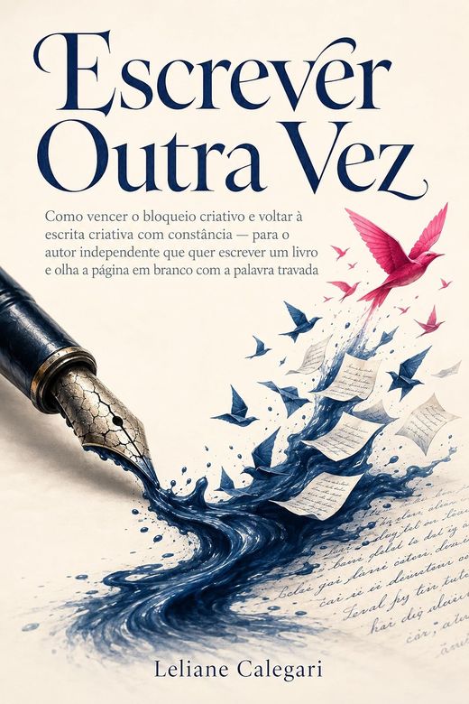 Capa do livro Escrever Outra Vez, de Leliane Calegari — sobre bloqueio criativo e constância