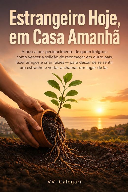 Capa do livro Estrangeiro Hoje, em Casa Amanhã, de V.V. Calegari — sobre a solidão de imigrar