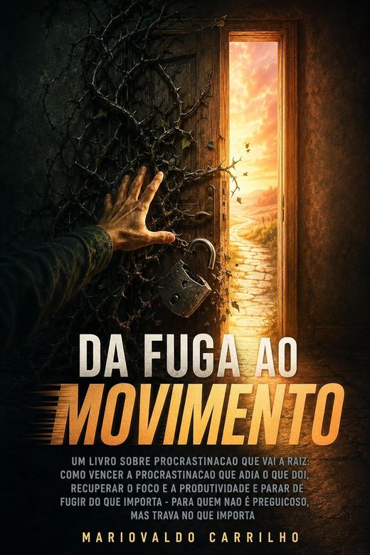 Capa do livro Da Fuga ao Movimento, de Mariovaldo Carrilho — sobre procrastinação emocional