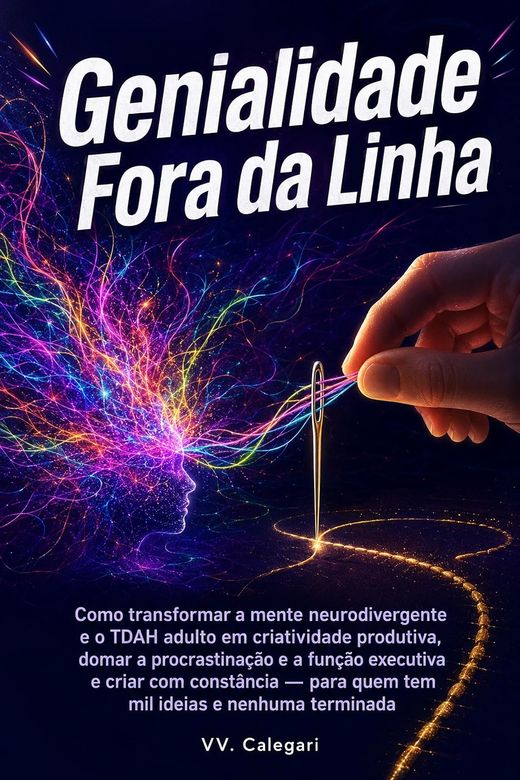 Capa do livro Genialidade Fora da Linha, de V.V. Calegari — sobre TDAH adulto e criatividade
