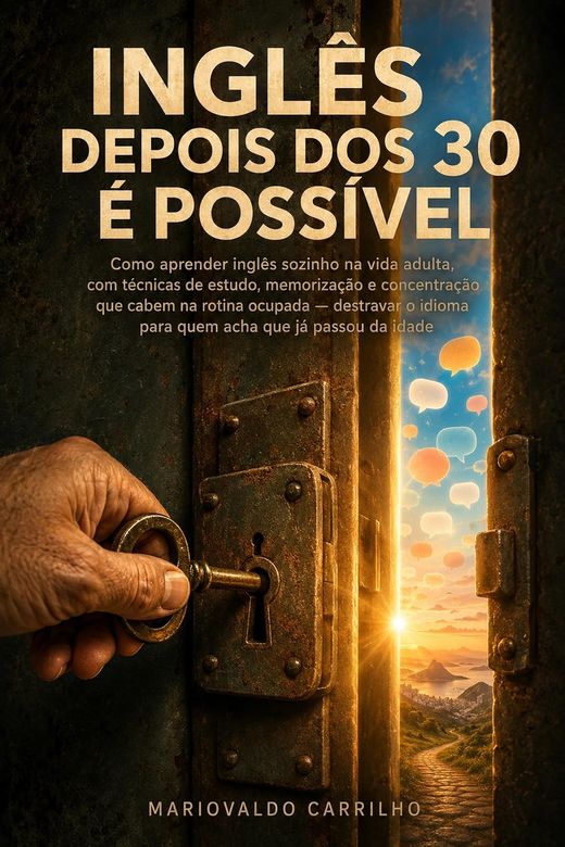 Capa do livro de Mariovaldo Carrilho sobre aprender inglês sozinho na vida adulta, com pouco tempo