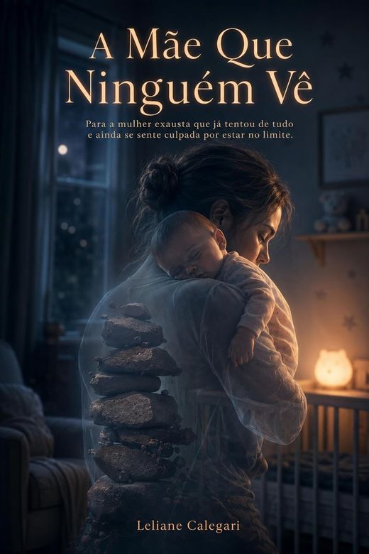 Capa do livro A Mãe Que Ninguém Vê, de Leliane Calegari — sobre esgotamento materno, culpa e descanso