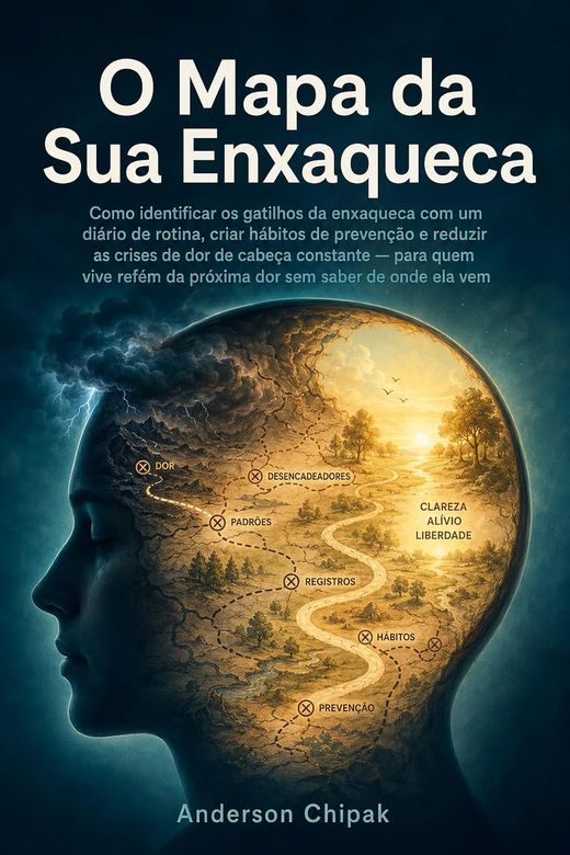 Capa do livro O Mapa da Sua Enxaqueca, de Anderson Chipak — sobre identificar gatilhos e prever crises