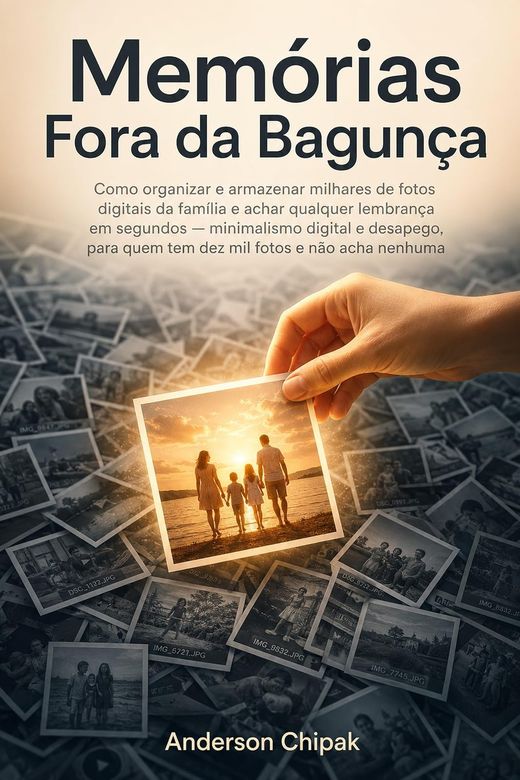 Capa do livro Memórias Fora da Bagunça, de Anderson Chipak — sobre organizar fotos digitais