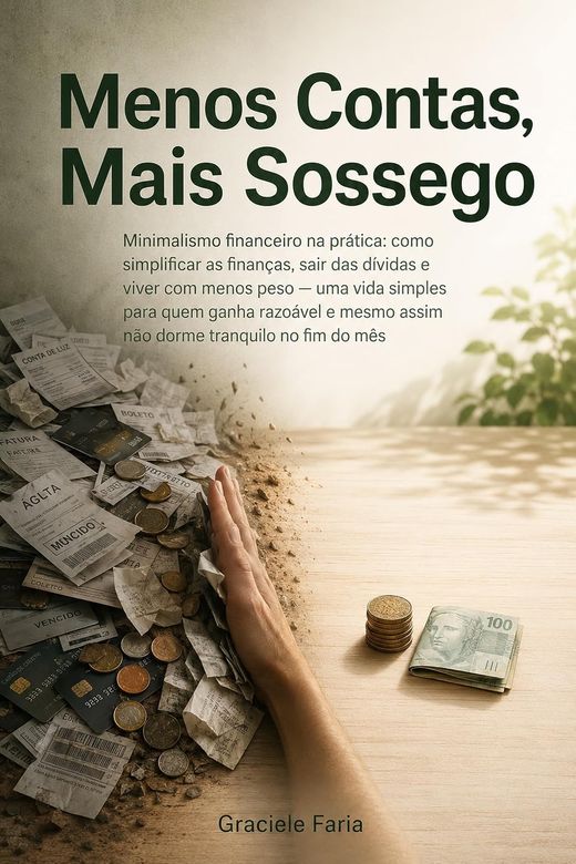 Capa do livro Menos Contas, Mais Sossego, de Graciele Faria — sobre minimalismo financeiro
