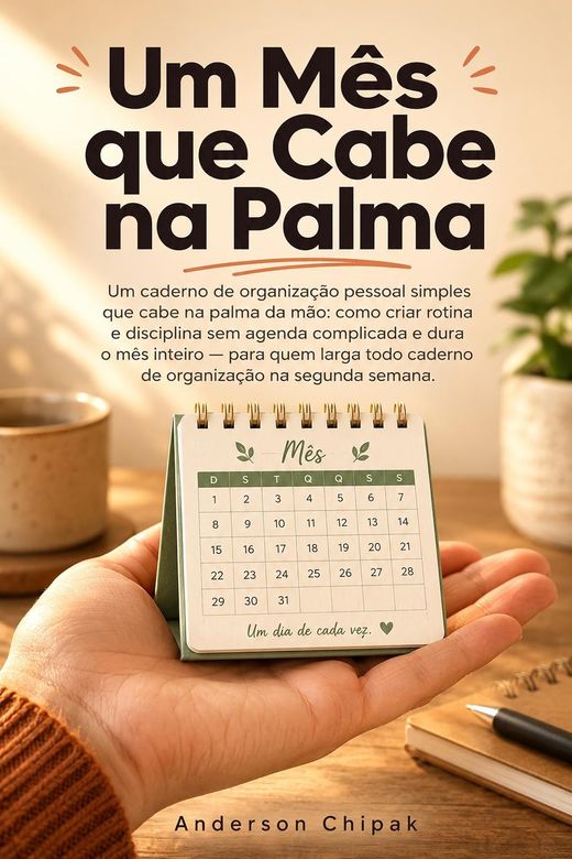 Capa do livro Um Mês que Cabe na Palma, de Anderson Chipak — sobre organização pessoal simples