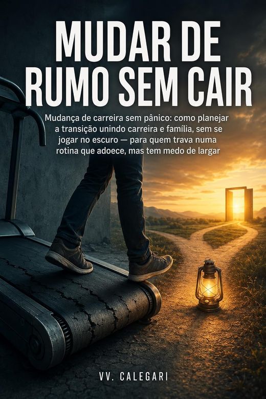 Capa do livro Mudar de Rumo Sem Cair, de V.V. Calegari — sobre mudança de carreira com o sustento protegido