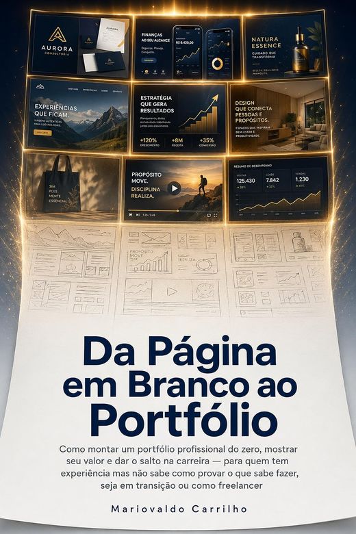 Capa do livro Da Página em Branco ao Portfólio, de Mariovaldo Carrilho — sobre montar portfólio do zero