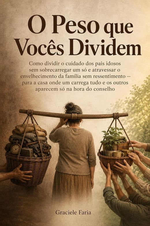 Capa do livro O Peso que Vocês Dividem, de Graciele Faria — sobre irmãos e cuidado dos pais