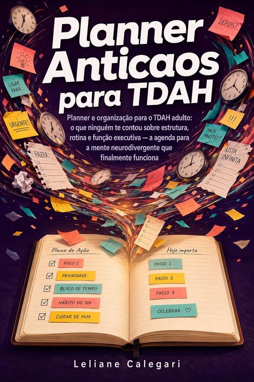 Capa do livro Planner Anticaos para TDAH, de Leliane Calegari — sobre organização e rotina no TDAH adulto