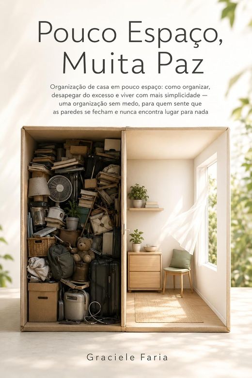 Capa do livro Pouco Espaço, Muita Paz, de Graciele Faria — sobre organizar a casa pequena e desapegar do excesso