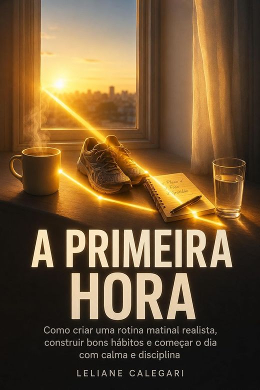 Capa do livro A Primeira Hora, de Leliane Calegari — sobre rotina matinal para quem dorme tarde