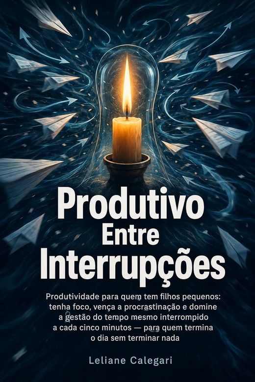 Capa do livro Produtivo Entre Interrupções, de Leliane Calegari — sobre trabalhar com filhos em casa