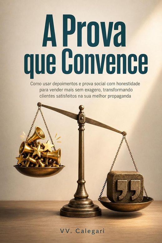 Capa do livro A Prova que Convence, de V.V. Calegari — sobre depoimento e prova social honesta