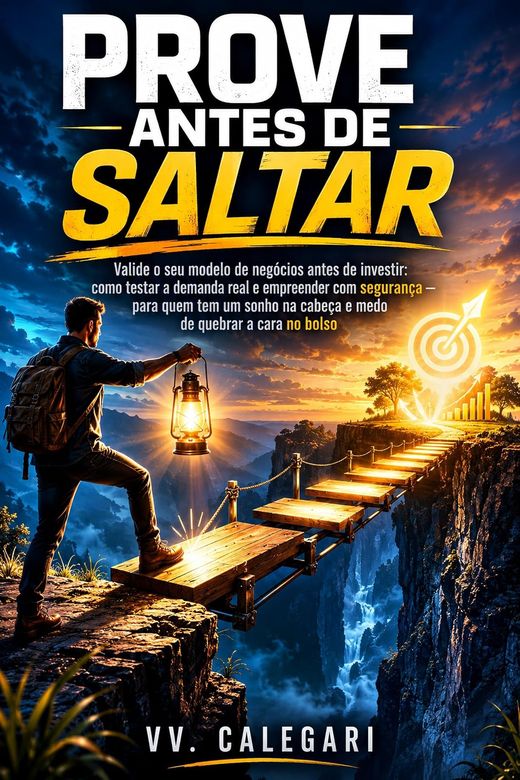 Capa do livro Prove Antes de Saltar, de V.V. Calegari — sobre validar a ideia antes de investir