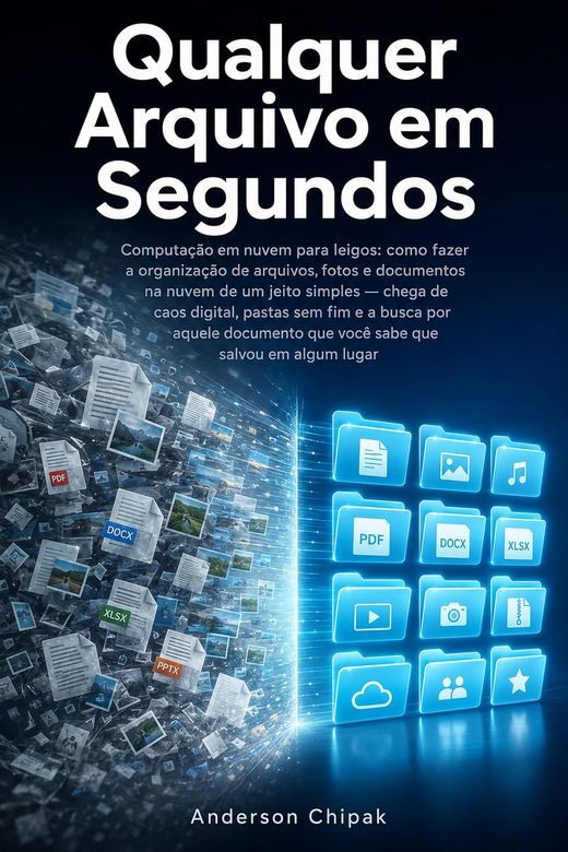 Capa do livro Qualquer Arquivo em Segundos, de Anderson Chipak — sobre organizar arquivos na nuvem