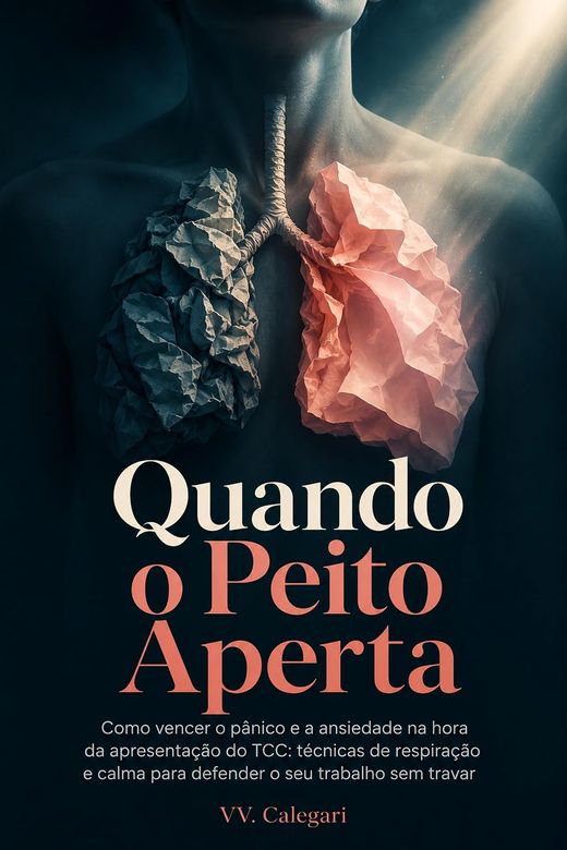 Capa do livro Quando o Peito Aperta, de V.V. Calegari — sobre pânico e ansiedade na defesa do TCC