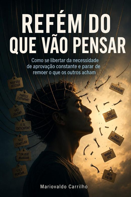 Capa do livro Refém do Que Vão Pensar, de Mariovaldo Carrilho — sobre medo do julgamento alheio
