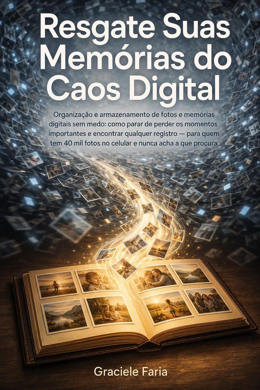 Capa do livro Resgate Suas Memórias do Caos Digital, de Graciele Faria — sobre organizar fotos