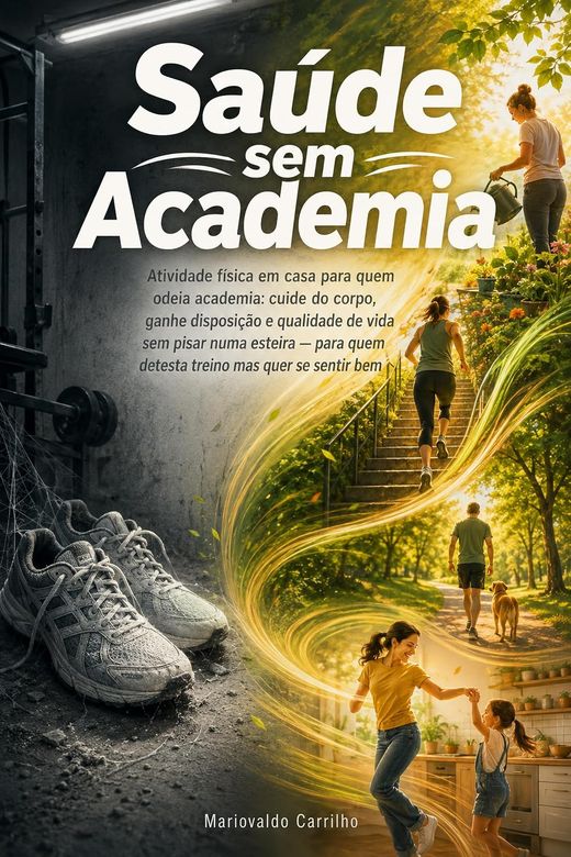 Capa do livro Saúde sem Academia, de Mariovaldo Carrilho — sobre atividade física em casa e na rotina