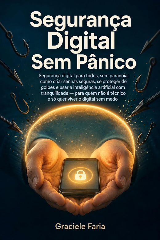 Capa do livro Segurança Digital Sem Pânico, de Graciele Faria — sobre senhas, golpes e privacidade