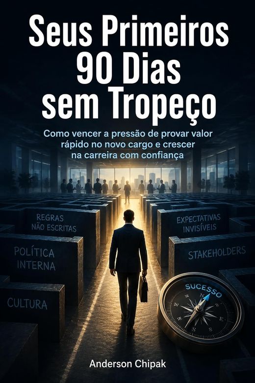 Capa do livro Seus Primeiros 90 Dias sem Tropeço, de Anderson Chipak — sobre entrar bem num cargo novo