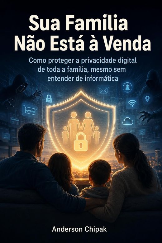 Capa do livro Sua Família Não Está à Venda, de Anderson Chipak — sobre privacidade e segurança digital em casa
