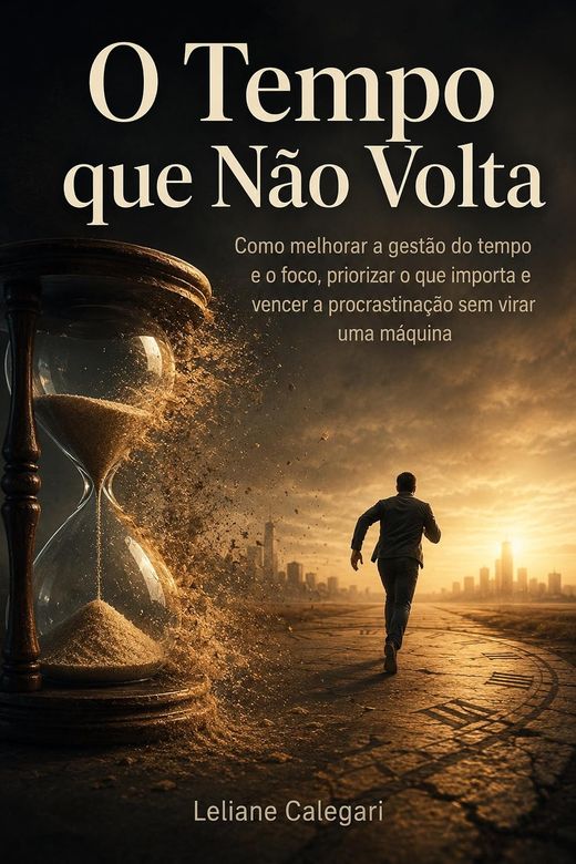 Capa do livro O Tempo que Não Volta, de Leliane Calegari — sobre gestão do tempo e prioridades