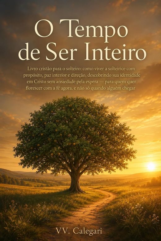 Capa do livro O Tempo de Ser Inteiro, de V.V. Calegari — sobre solteirice cristã e identidade