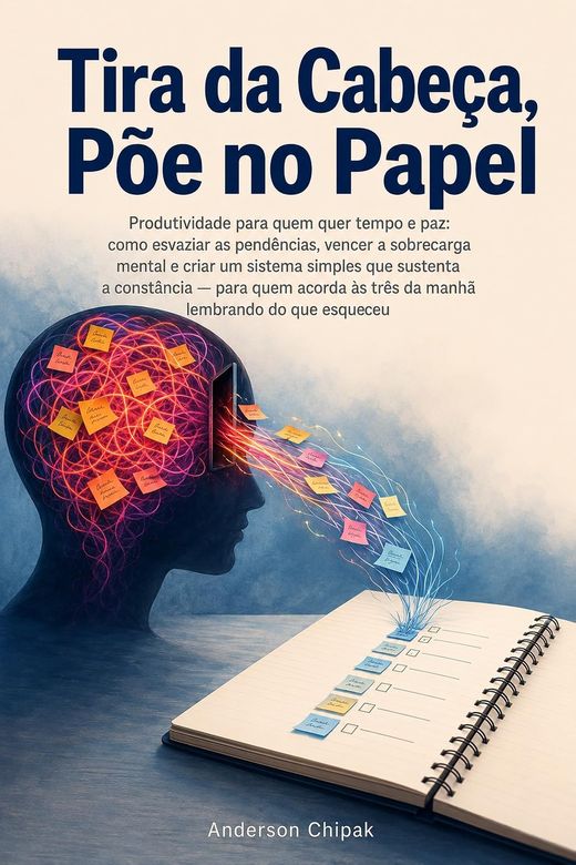 Capa do livro Tira da Cabeça, Põe no Papel, de Anderson Chipak — sobre sobrecarga mental e pendências