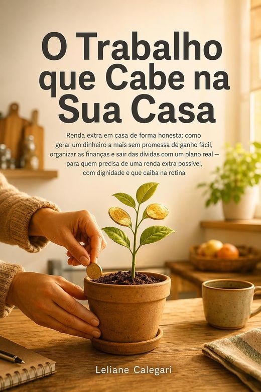 Capa do livro O Trabalho que Cabe na Sua Casa, de Leliane Calegari — sobre renda extra honesta em casa