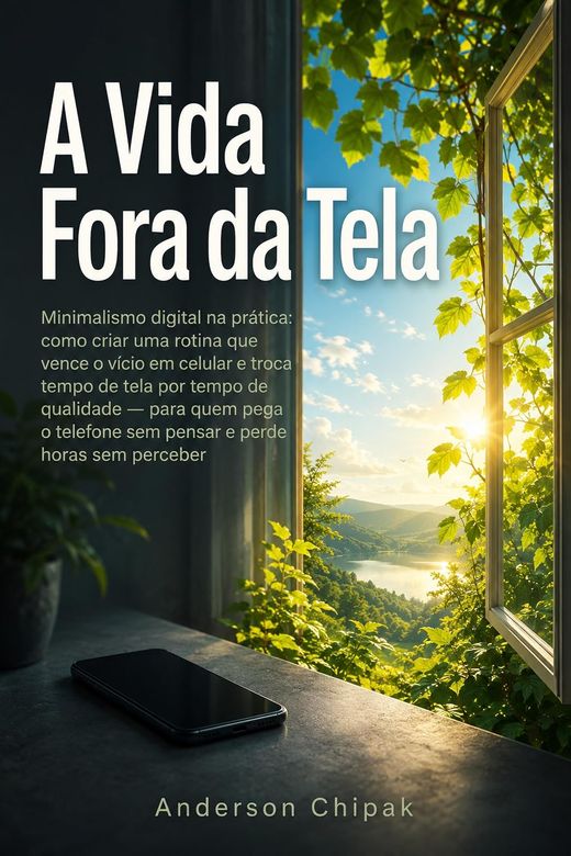 Capa do livro A Vida Fora da Tela, de Anderson Chipak — sobre minimalismo digital e presença fora do celular