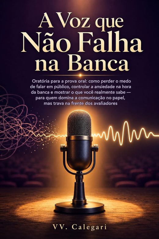 Capa do livro A Voz que Não Falha na Banca, de V.V. Calegari — sobre oratória e prova oral